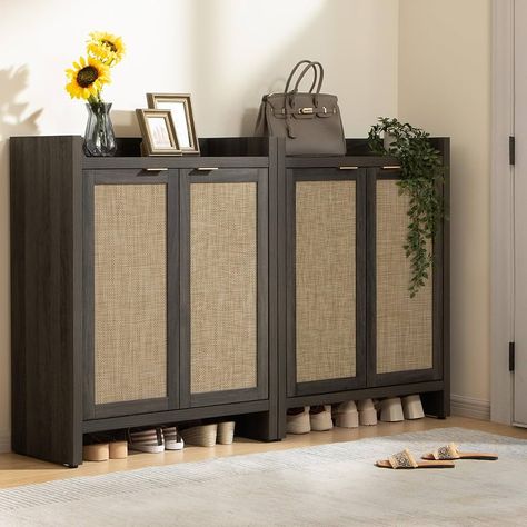 Amazon.com: SICOTAS Shoe Cabinet Set of 2, Large Capacity Shoe Storage Organizer Cabinet, Tall Rattan Shoe Cabinet with Doors and Shelves, 6-Tier Farmhouse Boho Wood Storage Cabinet for Entryway Hallway Bedroom : Home & Kitchen Console Shoe Cabinet, Tall Shoe Cabinet, Dining Room Buffet Cabinet, Storage For Entryway, Rattan Shoe Cabinet, Shoe Cabinet Storage, Cabinet Tall, Boho Entryway, Farmhouse Storage Cabinets