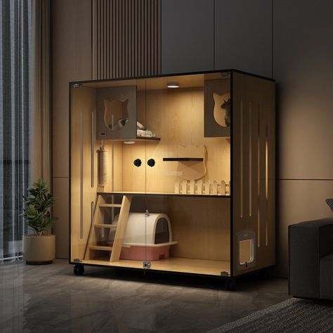 € 430,32 -20％ | Luxury Solid Wood Cat Cages Transparent Glass Cat Villa Indoor Panoramic Cat House Large Cat Litter Home Waterproof Cat Cabinet Cat Indoor House, Cat Wooden House, Cat House Design Ideas, Cat House Ideas Indoor, Cat House Indoor Ideas, Cat Cabinet Ideas, Cat Habitat Indoor, Cat Cage Ideas Indoor, Cat Hotel Design