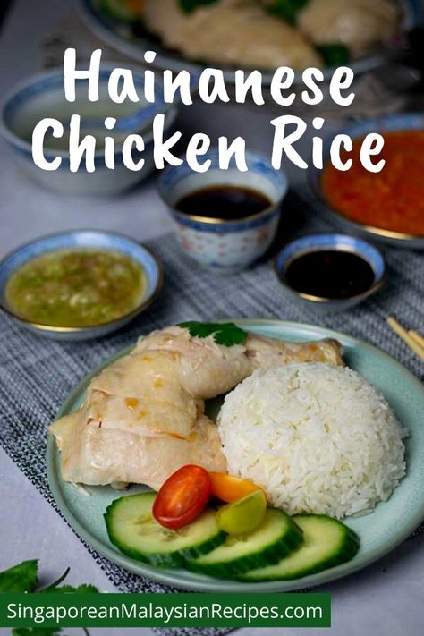 Chicken Rice Photography, Hainese Chicken Rice Recipe, Hainese Chicken, Singapore Recipes, Asian Treats, Chicken Rice Recipe, Hainanese Chicken Rice, Quinoa Recipes Easy, Rice Photography