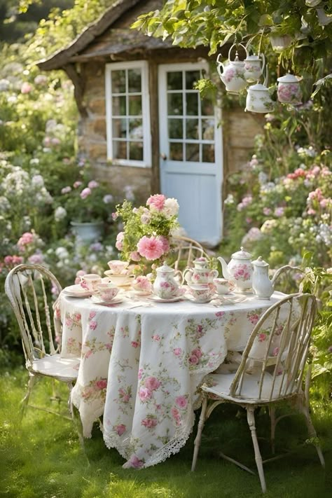 Cup Party Ideas, Anything But A Cup, Rustic English Cottage, Vintage Garden Parties, English Cottage Decor, Cottage Garden Design, English Cottage Garden, Casa Vintage, Stone Cottage