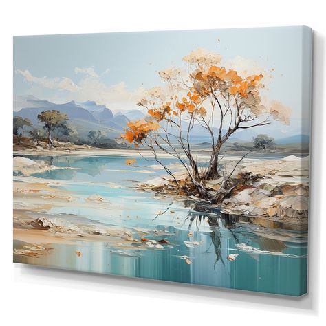 Designart "Rivers Liquid Landscape Charm" River Wall Art Canvas - Bed Bath & Beyond - 39977228 Canvas Art Landscape, Collage Landscape, Images D'art, River Painting, River Art, Art Painting Gallery, Abstract Nature, Abstract Painting Acrylic, Landscape Wall Art