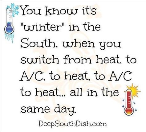 Sounds like the weather around here one minute it's freezing cold & I'm wearing my carhart the next minute it's burning up outside!! Weather Humor, South Quotes, Southern Humor, Southern Pride, Southern Life, Southern Girls, Southern Sayings, Pee Wee, Southern Women