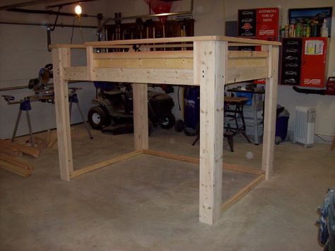 diy bunk bed | STEP SEVEN: Attend the final reveal with your child ...check. Bunk Bed Steps, Build A Loft, Build A Loft Bed, Loft Bed Ideas, Full Size Loft Bed, A Loft Bed, Diy Loft, Loft Bed Plans, Murphy Bed Ikea