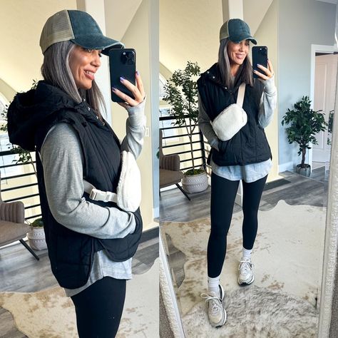 Check out this photo from mirandaparker Miranda Parker, Layering Fits, Casual Winter Outfit, Wardrobe Update, Long Tunic, Casual Winter Outfits, Puffer Vest, Amazon Finds, Comfy Casual