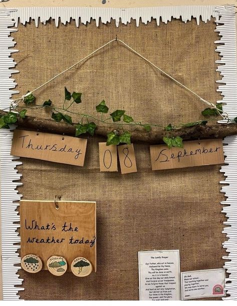 Granola Classroom, Nature Decor Classroom, Natural Classroom Ideas, Montesorri Classroom Ideas, Reggio Classroom Decor, Reggio Inspired Classrooms Infants, Reggio Display, Natural Classroom, Daycare Lesson Plans