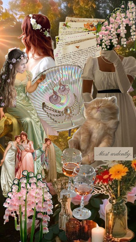 regency era cottagecore Jane Austen spring aesthetic collage for my best friend’s bachelorette party theme Regency Garden Party, Jane Austen Themed Party, Spring Aesthetic Collage, Jane Austen Party, Jane Austen Aesthetic, Regency Party, Regency Garden, Modern Regency, Bachelorette Party Theme