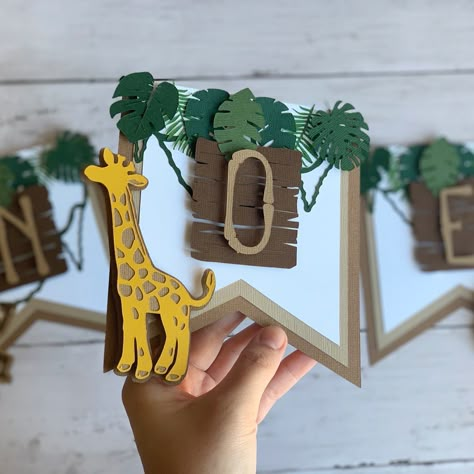 Cricut Safari Projects, Safari Cricut Ideas, Jumanji Decorations, Safari Banner, Custom Birthday Decorations, Cricut Banner, Jungle Party Decorations, Diy Birthday Banner, Custom Birthday Banners