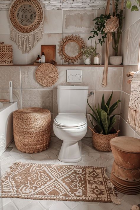 Boho Style Bathroom, Boho Bathroom Ideas, Bohemian Bathroom, Boho Bathroom Decor, Art Showcase, Colorful Textiles, Bathroom Decor Apartment, Style Bathroom, Boho Bathroom