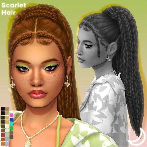 Sims 4 Maxis Match Doors Cc, Scarlet Hair, Ts4 Hair, Sims 4 Black Hair, Sims 4 Cas Mods, Cc Hair, Sims Packs, Pelo Sims, Free Sims 4