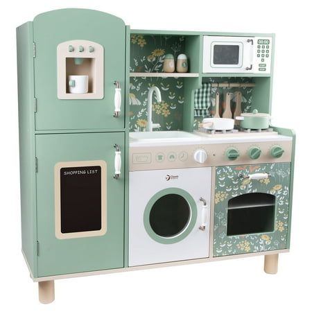 The Classic World wooden Vintage play kitchen is predominantly green with lovely floral patterns. A classical retro style for children to enjoy. The Toy Kitchen set includes many functional areas such as sink, stove, cupboards and dishwasher plus more. Children can write down the ingredients they need to get prepared, or simulate the action of cooking on the stove. They will gain an amazing cooking experience. Easy assembly required. The 50560 Vintage Coffee Maker pairs well with this item. This is a Great Birthday or Holiday Gift Item for any Child Ages 3 Years and up. Daughter Bedroom Ideas, Lulu Girls, Ikea Kids Kitchen, Cool Kids Toys, Mud Kitchen For Kids, Clothes Bedroom, Kitchen For Kids, 1950s Toys, 6 Month Pictures