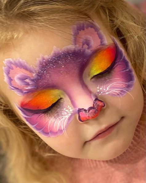 Disney Face Painting, Fairy Face Paint, Kitty Face Paint, Animal Face Paintings, Girl Face Painting, Painting Face, Face Painting Tutorials, Face Paint Kit, Flower Makeup