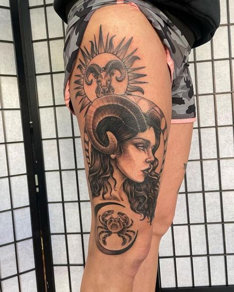 125 Aries Tattoo Designs: Ideas, Styles and Meaning | Art and Design Aries Goddess Tattoo For Women, Aries Inspired Tattoo, Aries Tattoo For Women, Aries Tattoo Designs, Greek God Tattoo, Aries Tattoos, Aries Constellation Tattoo, Aries Symbol, Glyph Tattoo