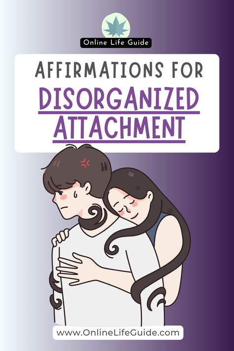 If you have a disorganized attachment style, these affirmations will help you develop more secure relationships. (Also includes guide on how to use these disorganized attachment affirmations in your daily routine). Emotional Attachment Hurts, Fear Avoidant Attachment, Attachment Disorder Adults, Relationship Attachment Styles, Healing Disorganized Attachment, Secure Attachment Style Affirmations, Disorganized Attachment Style Journal Prompts, Disorganized Attachment Style Healing, Secure Attachment Affirmations