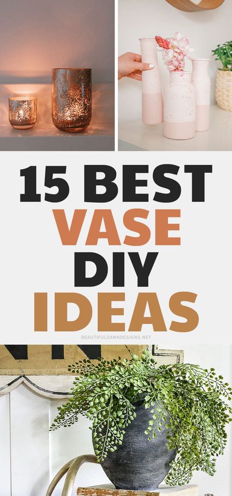 Looking for a way to add some personality to your table? Check out these easy and fun DIY vase transformations that will have you reaching for your crafting supplies in no time. From simple paint jobs to adding embellishments, there's something here for everyone. So grab your vases and get started! Diy Glass Vases Ideas Decor, Diy Vases Ideas Decoration, Painting Vases Diy Ideas, Diy Tall Vase, Diy Vase Ideas, Thrifted Vases, Simple Paint, Beautiful Dawn, Vase Ideas