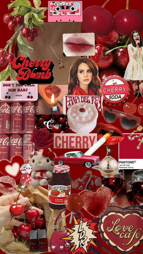 50s Wallpaper, Victoria + Core, Jelly Wallpaper, I See Red, Rosé Aesthetic, Cherry Cola, Collage Background, Edgy Wallpaper, Cool Wallpapers Cartoon