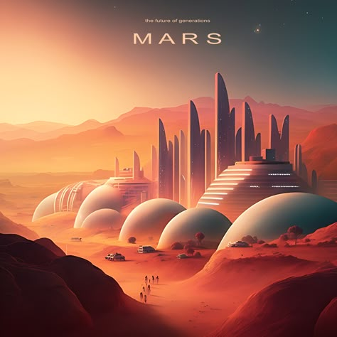 Mars Future City, Mars Space Station, Mars Concept Art, Nasa Punk, Mars Colonization, Mars City, Mars Illustration, Space Colonization, Colonization Of Mars