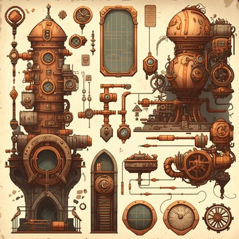 Steam Punk Minecraft, Steampunk Concept Art, Steampunk Environment, Steam Punk Room, Mc Houses, Robot City, Punk Room, Game Environment, Building Art