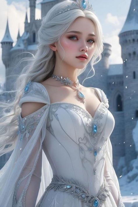 #wallpaper Royal Dresses Fantasy, Royal Gowns, Mystical Creature, Ice Girls, Queen Anime, Ice Dresses, Snow Princess, Fantasy Princess, Dragon Girl