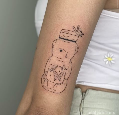 Honey Bear Tattoo, Apollo Tattoo, Feminine Skull Tattoos, Small Chest Tattoos, Movie Tattoos, Rabbit Tattoos, Tasteful Tattoos, Cute Little Tattoos, Bear Tattoo