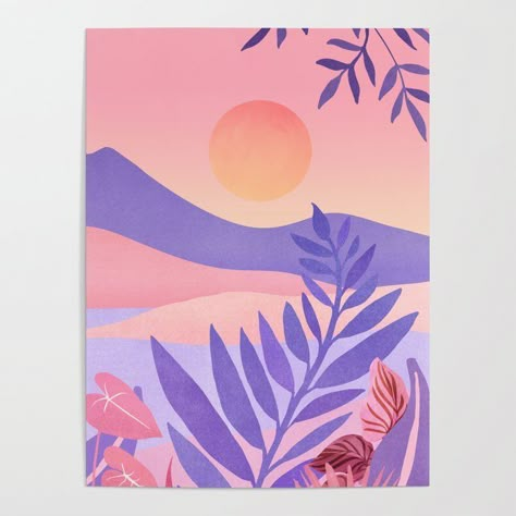 Boho Art Painting, Tropical Landscape, Boho Painting, Posca Art, Easy Canvas Art, Canvas Painting Designs, Cute Paintings, Tableau Art, Small Canvas Art