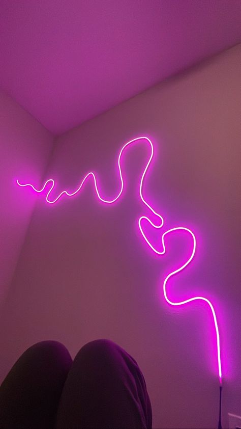 Led Lights On Wall, Bedroom Wall Lights Above Bed, Lights Above Bed, Neon Lights Bedroom, Dance Wall Art, Girl Cave, Led Beds, Rgb Lights, Chill Room