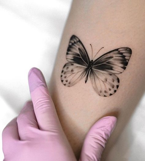 Microrealism Butterfly Tattoo, Black And Grey Butterfly Tattoo, Eternity Tattoo, Microrealism Tattoo, Lady Beetle, Delicate Tattoo, Unique Tattoo, Feminine Tattoos, Fine Line Tattoos