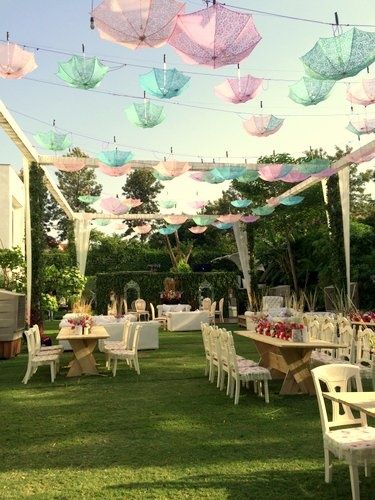 Baby Shower Sundowner - Elusive Dreams by Pooja Gupta Umbrella Wedding Decorations, Hanging Umbrellas, Upside Down Umbrella, Kite Party, Boho Wedding Theme, Umbrella Decorations, Outdoor Baby Shower, Umbrella Wedding, Pastel Decor