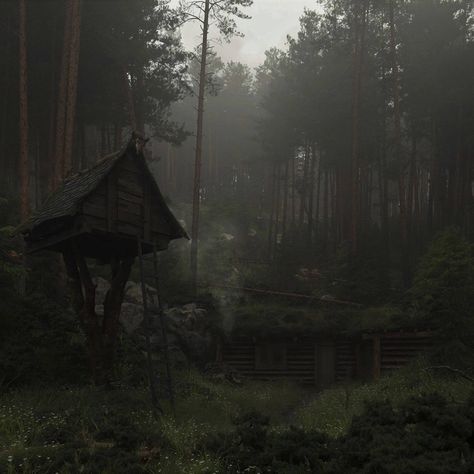 Future House Exterior, Slavic Folklore, Smell Of Rain, Dark Green Aesthetic, Witchy Wallpaper, Dark Nature Aesthetic, Dark Cottagecore, Deep Forest, High Fantasy