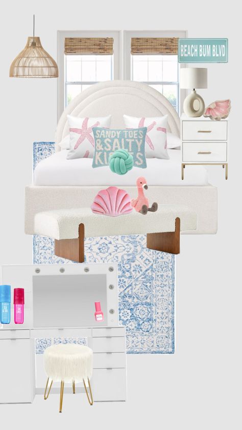 #myroomshuffle #beach Dream Teen Bedrooms, Beachy Preppy, Surf Room Decor, Room Swing, Beachy Room Decor, Surf Room, Beachy Room, Preppy Beach, Cute Bedroom Ideas