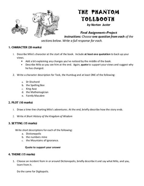 Phantom Tollbooth final assignment by Mr Green via slideshare The Phantom Tollbooth, Critical Essay, Teacher Material, Myself Essay, Essay Writer, 5th Grade Classroom, 5th Grade Reading, Wit And Wisdom, Reading Comprehension Activities