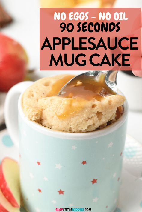 Healthier Mug Cake, Applesauce Mug Cake, Healthy Mug Cake Recipes, Vegan Mug Cake, Healthy Applesauce, Mug Dessert Recipes, Cinnamon Mug Cake, Microwave Mug Recipes, Gluten Free Mug Cake