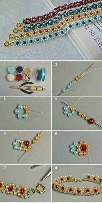 Pola Macrame, Motifs Perler, Bracelets Handmade Diy, Beaded Bracelets Tutorial, Beaded Necklace Diy, Beaded Jewelry Tutorials, Handmade Jewelry Tutorials, Seed Bead Tutorial, Beaded Bracelet Patterns