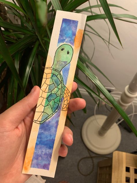 Sea Turtle Bookmark, Watercolour Turtle, Turtle Bookmark, Bookmark Watercolor, Beach Themed Crafts, Sea Turtle Art, Bookmark Ideas, Watercolor Bookmarks, Cute Bookmarks