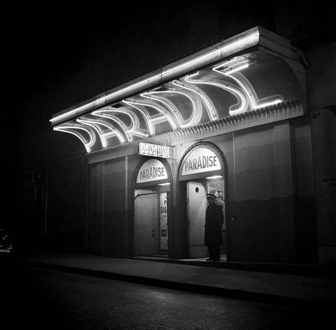 @Paolo1264 Art & Photography — Michael Ochs. Paris, France, 1948. Arch Branding, Lime Cordiale, Wc Sign, Restaurant Plan, Bar Space, Media Production, Exterior Signage, Paris At Night, Main Idea