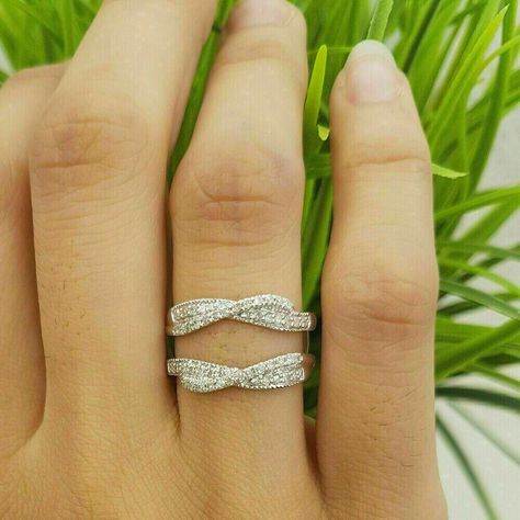 Wedding Ring Jackets, Simulated Diamond Rings Engagement, Types Of Wedding Rings, Guard Ring, Diamond Enhancer, Enhancer Ring, Anniversary Wedding Band, Ring Guard, Fancy Rings