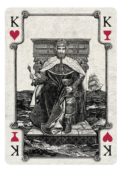 Arcana Playing Cards by Chris Ovdiyenko --- Kickstarter.  Playing cards inspired by the Tarot. Arcana is a new deck of custom hand-drawn playing cards printed by USPCC.  King of Hearts/Cups reimagined. An incredibly original, amazing deck of cards!  GET YOURS NOW ON KICKSTARTER. Queen Art Drawing, Playing Cards Tarot, Queen Of Swords, Queen Card, Playing Card Art, Arcana Tarot, Cards Playing, Playing Cards Art, Play Cards