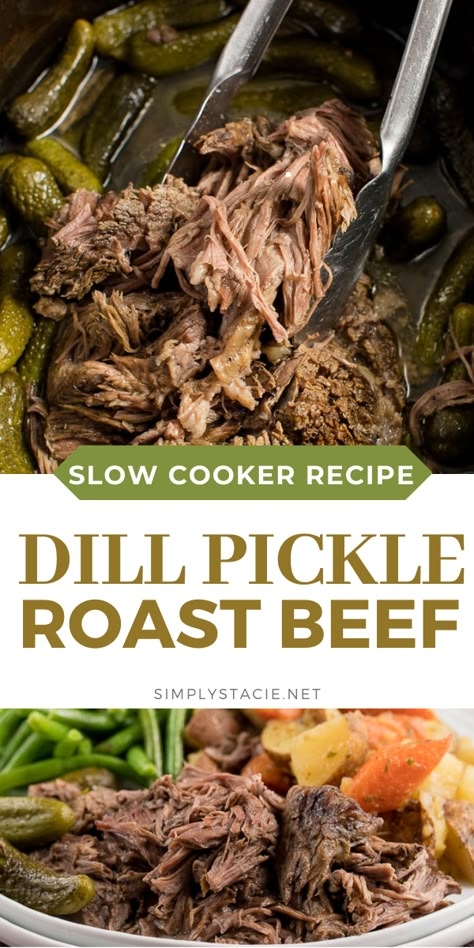 Pickle Roast Beef, Dill Pickle Roast, Pickle Roast, Jar Of Pickles, Crockpot Meat, Beef Crockpot, Crockpot Roast Recipes, Crockpot Roast, Slow Cooker Recipe