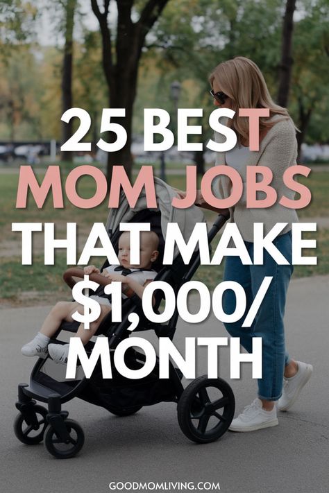 Woman pushing a stroller with a child in a park, promoting an article on the best mom jobs that can earn $1,000 per month. Easy Side Jobs, Jobs Ideas, Increase Income, Small Business Packaging Ideas, Best Small Business Ideas, Earn From Home, Side Hustle Ideas, Mom Jobs, Make Easy Money