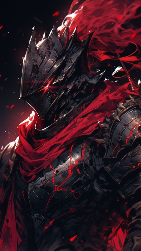 Red Knight Fantasy Art, Shadow Kingdom, Barbarian Armor, Crimson Knight, Dark Knights, Knight Tattoo, Futuristic Armor, Red Knight, Goblin Slayer