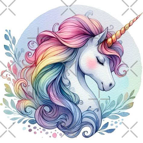 Beautiful Rainbow Unicorn Watercolor Painting by Star-Fragment | Redbubble Rainbow Unicorn Illustration, Unicorn Art Painting, Unicorn Paintings, Cute Unicorn Drawing, Star Fragment, Watercolour Unicorn, Unicorn Sketch, Magical Watercolor, Unicorn With Rainbow