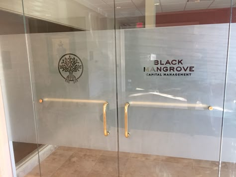 Frosted vinyl logo's in an office environment. #jwdisplays, #frostedvinyl, #office, #glass, vinyl Frosted Glass Design Office Front Doors, Glass Sticker Design Office, Glass Office Doors, Glass Sticker Design, Glass Film Design, Doctor Office Design, Glass Signage, Glass Door Design, Door Signage