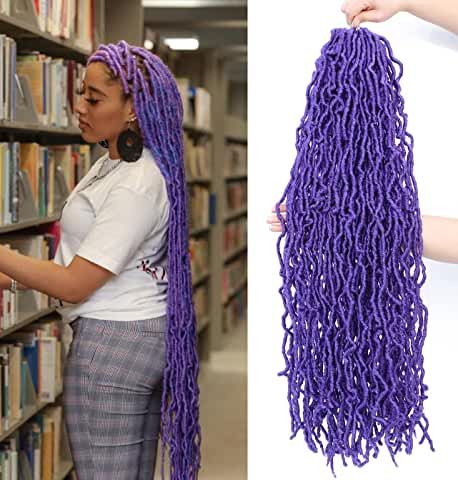 Amazon.com: purple faux locs - International Shipping Eligible Purple Faux Locs Black Women, Long Faux Locs With Color, Purple Soft Locs, Faux Locs With Color, Purple Faux Locs, Faux Locs Colored, Amazon Wigs, Braids Twist, Woman Hairstyles