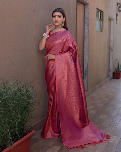 Grand Launch in kanjivaram Silk Heavy copper and pink zari work Sarees Fabric : kubera kanjivaram with Rich pallu, full body woven embossed design along with rich look blouse attached with the Saree For orders dm us or visit: www.pahrava.com Link in bio. #saree #sareefashion #Pahrava #silksarees #handwork #embroideryart Mulberry Silk Saree, Blue Silk Saree, Kanjivaram Sarees Silk, Copper And Pink, Kanjivaram Silk Saree, Kanjivaram Sarees, Embossed Design, Zari Work, Work Sarees