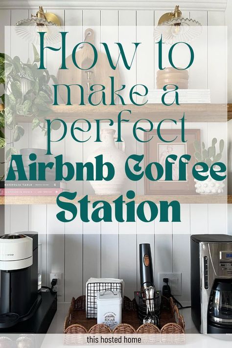 airbnb coffee station ideas Airbnb Decor Room Ideas Kitchen, Coffee Bar Ideas Airbnb, Ikea Airbnb Ideas, Airbnb Coffee Station Ideas, Small Airbnb Decor, Airbnb Decor Room Ideas Bedroom, Room Ideas Bedroom Cozy, Air Bnb Ideas Decor, Small Airbnb Ideas