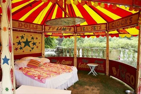 The circus bedroom, complete with a view. Circus Bedroom, Circus Room, Circus Tent, Hidden Rooms, Dreamy Room, The Circus, Filming Locations, Cool Rooms, House Inspo