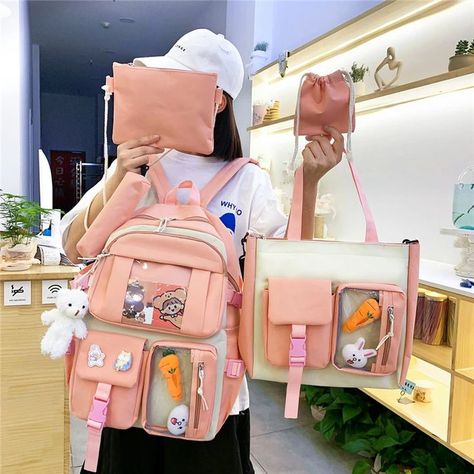 5 Pcs Set Harajuku Women Laptop Backpack Canvas School Bags for Teenage Girls Kawaii College Student Kids Book Bag Rucksack 2021 Faroe Islands, Botswana, Guinea Bissau, Cayman Islands, Belize, Bosnia And Herzegovina, Caribbean Netherlands, Cambodia, Guatemala