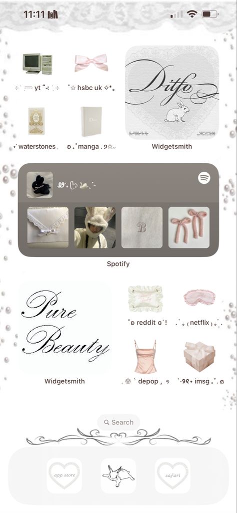 @luvjnwn 🪽- do not repost!! #homescreen #layout Elegant Widget Ideas, Girly Iphone Layout, Elegant Homescreen, Iphone Layout White, Iphone Customization Ideas, Homescreen Layout Ideas, Iphone Layout Homescreen Ideas, Phone Layout Ideas, Aesthetic Homescreen Layout