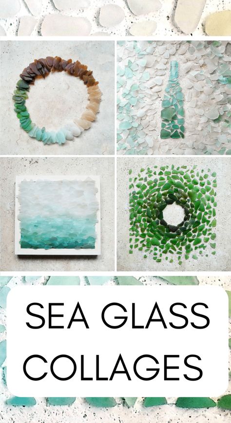 Displaying Sea Glass Ideas, Sea Turtle Beach Glass Art, Sea Glass Collection Display, Beach Glass Display Ideas, Clear Sea Glass Art, How To Display Sea Glass Collection, Sea Glass Mosaic Diy, Ocean Glass Art, Display Sea Glass Ideas