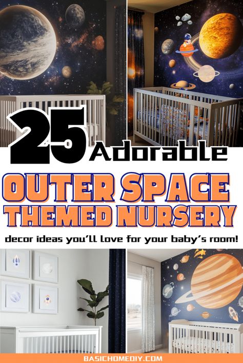 25 Adorable Outer Space Themed Nursery Decor Ideas 2 Space Nursery Theme Girl, Starry Ceilings, Astronaut Baby Room, Space Room Ideas, Themed Nursery Ideas, Outer Space Nursery Theme, Space Theme Nursery, Space Themed Wallpaper, Starry Ceiling