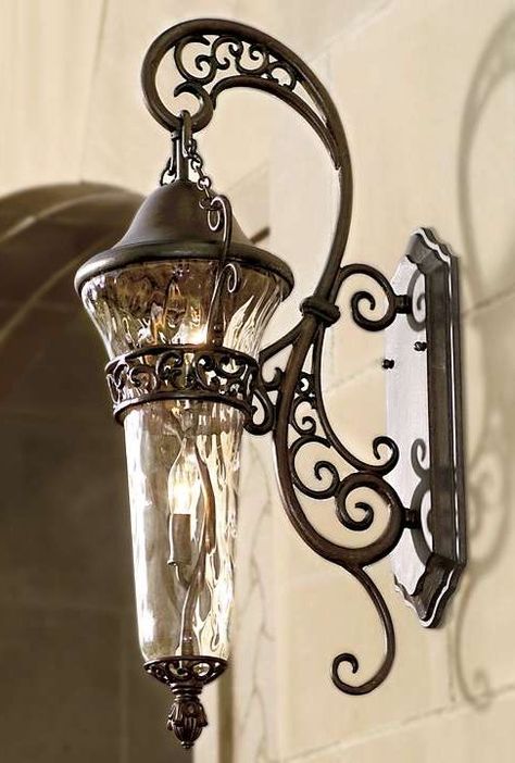 3 Ways to Use Wall Sconces - DianneDecor.com Wrought Iron Decor, Tuscan Decorating, Tuscan Style, Outdoor Lights, Iron Decor, Exterior Lighting, Cast Aluminum, Street Light, Outdoor Wall